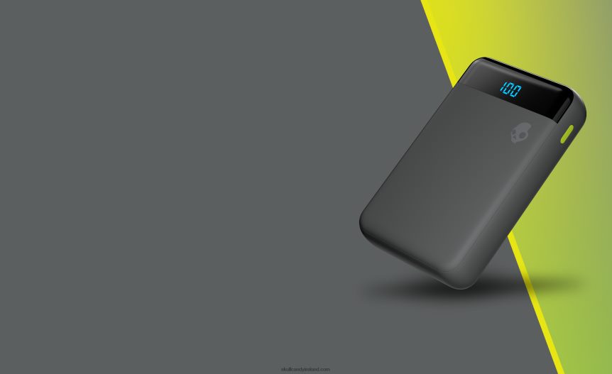 Fat Fast and Flexible Fat Stash 2 10000 mAh Portable Battery Pack Skullcandy NV80J438 Chill Grey/Yellow