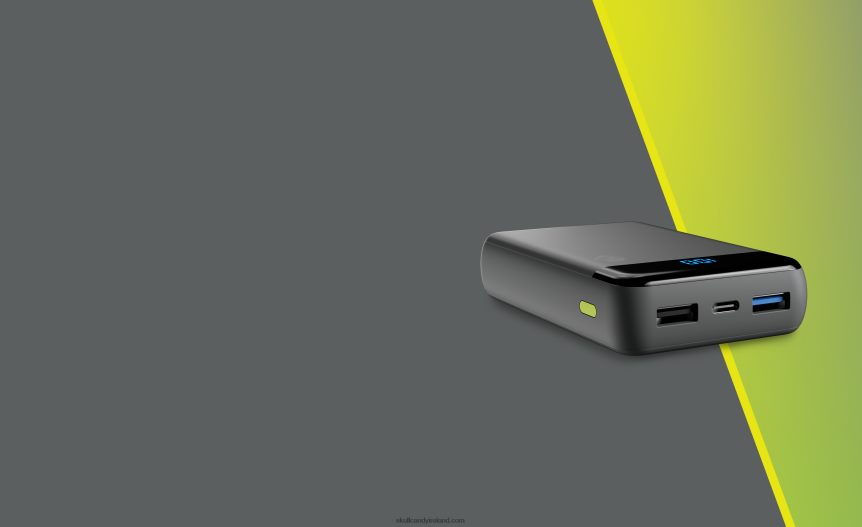 Fat Fast and Flexible Fat Stash 2 10000 mAh Portable Battery Pack Skullcandy NV80J438 Chill Grey/Yellow