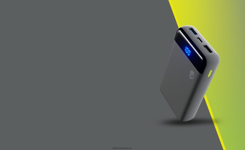 Fat Fast and Flexible Fat Stash 2 10000 mAh Portable Battery Pack Skullcandy NV80J438 Chill Grey/Yellow