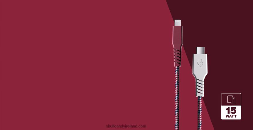 YOUR PATH TO POWER Line+ Braided Charging Cable Skullcandy NV80J442 Vice/Crimson