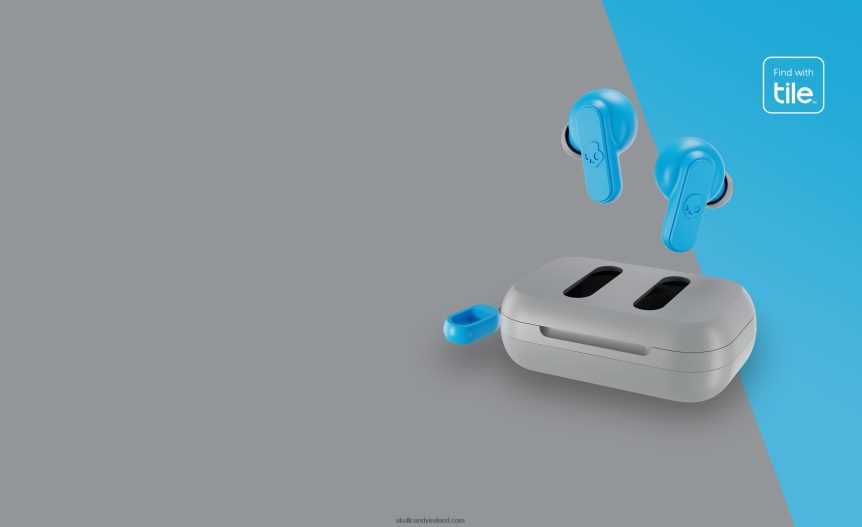 MINI MIGHTY FINDABLE Dime 2 True Wireless Earbuds Skullcandy NV80J428 Light Grey/Blue