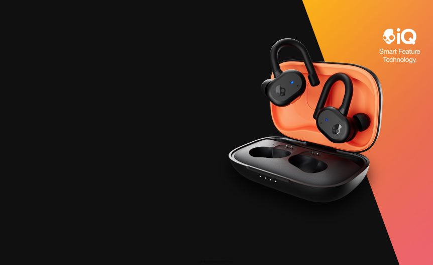 Upgradable tech secure fit Push Active True Wireless Earbuds Skullcandy NV80J415 Black/Orange